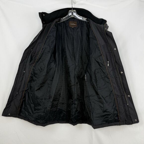 Cole Haan Men’s Down Puffer Jacket Black Leather Trim Size M Winter - Picture 13 of 16